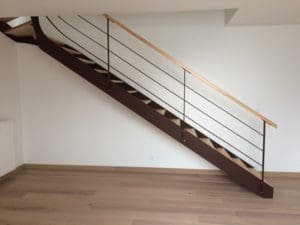 Escalier métal et bois quart tournant